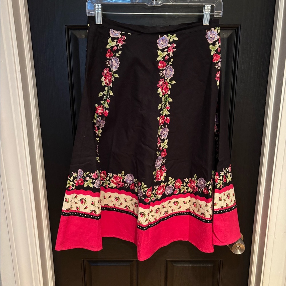 Willi Smith Black and White Embellished A-Line Skirt